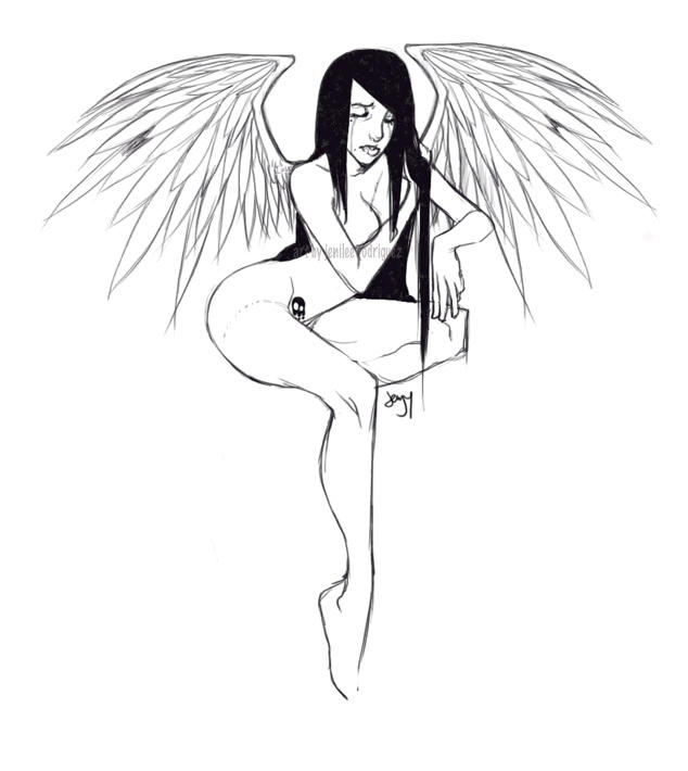 black and white angel tattoo crying angel by *devilita on deviantART