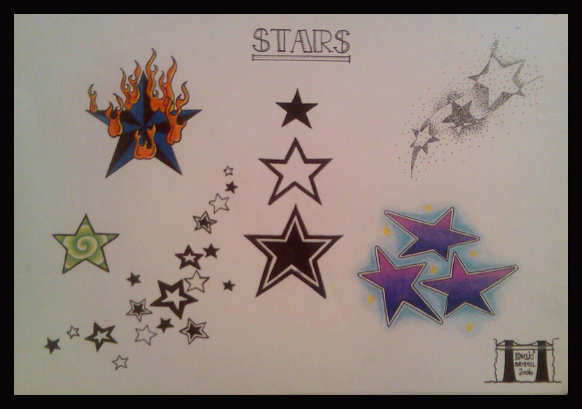 star tattoo pictures. Star tattoo flash by