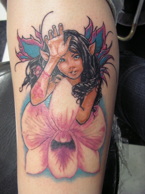 fairy and orchid tattoo by mange on deviantART