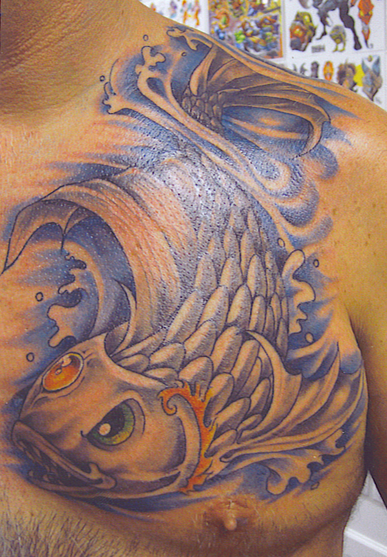 custom fish ink - chest tattoo
