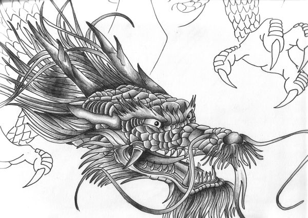 Chinese Dragon Tattoo Flash
