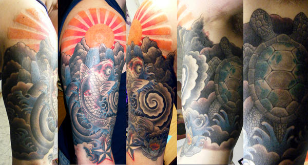 japanese tattoos Justin's koi half sleeve Posted by JR at 1052 PM