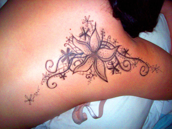 shoulder flower tattoo by