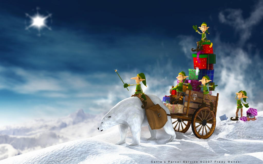 Santa's Parcel Service, High Quality Christmas Wallpapers