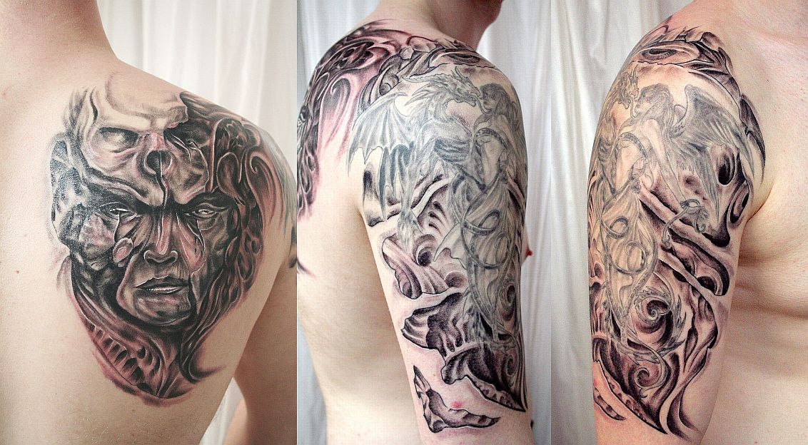 BMechanic Horror Sleeve Tattoo - sleeve tattoo