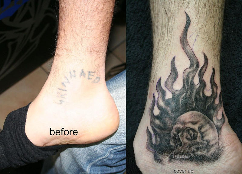 Skull Flames Cover Up