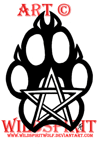 pentagram tattoo designs. Wolf Paw Pentagram Tattoo by