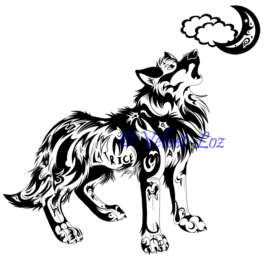 wolf tattoo designs. Howling wolf - tattoo design