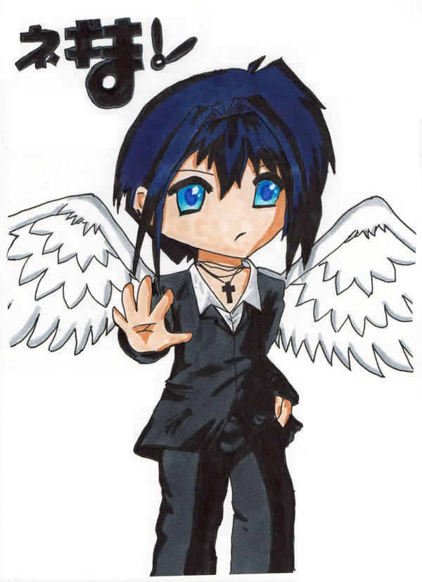 Anime Boy Ponytail. emo anime boy angel