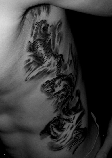 side body tattoos. Koi tattoo side by