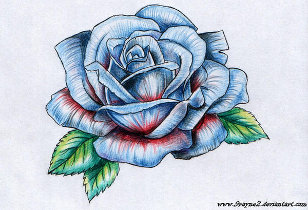 blue rose tattoo. Blue rose tattoo by ~9Rayne2