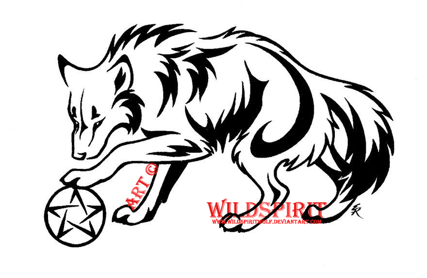 Pentacle Wolf Tattoo by