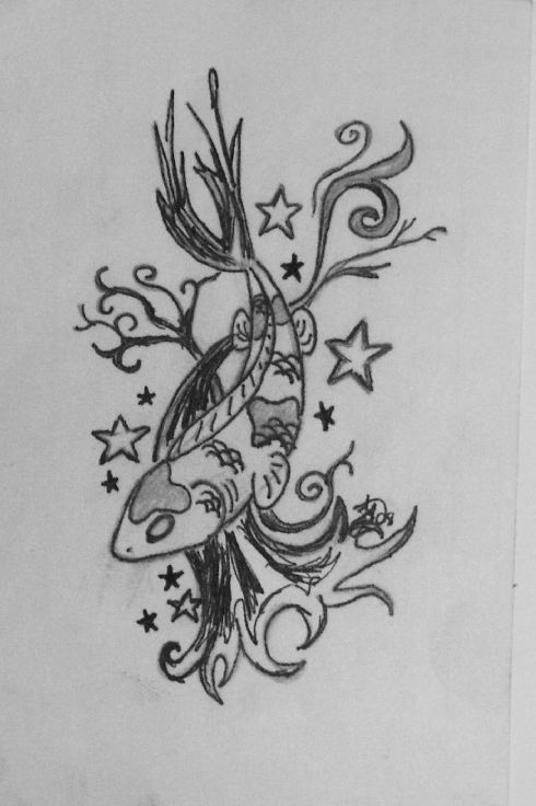dragon tattoo motive Freehand Koi bold lines Freehand Koi bold lines
