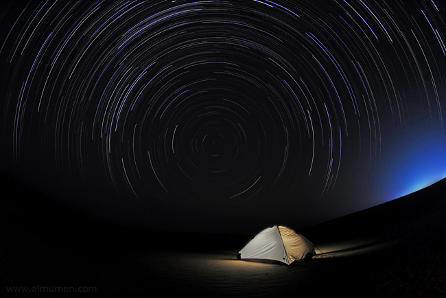 Okair Star Trails with light painted tent