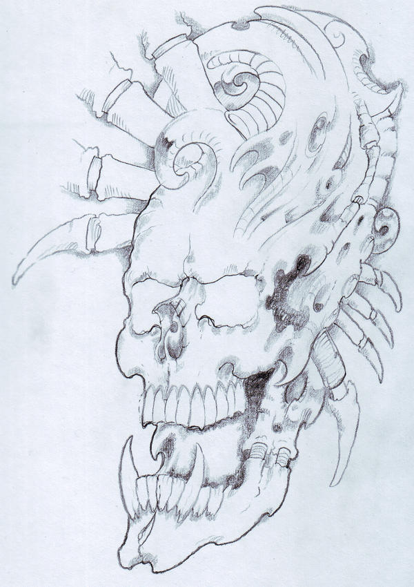 Biomech Skull Sketch by vikingtattoo on deviantART