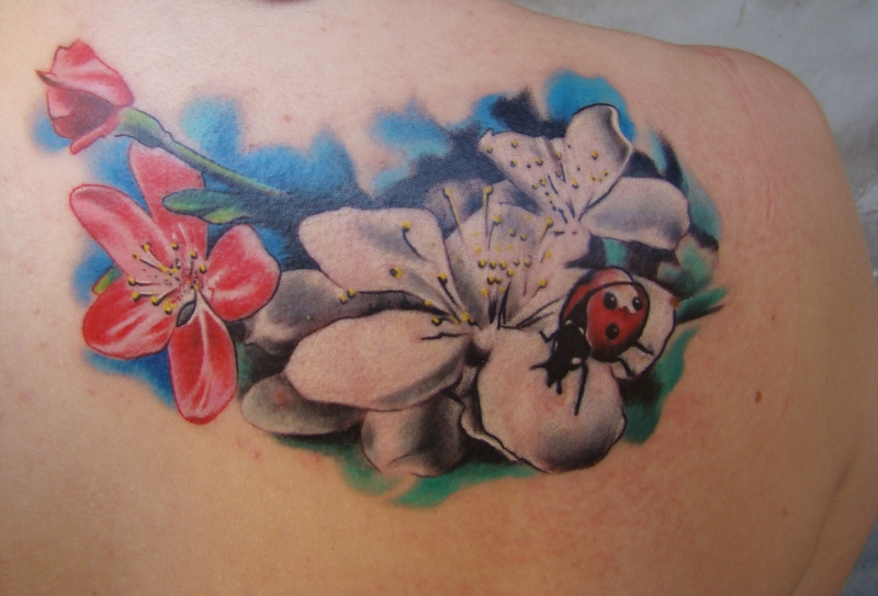 flowers and ladybug | Flower Tattoo