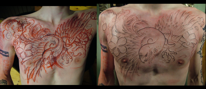 fire bird in progress | Flower Tattoo