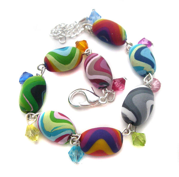 Rainbow Polymer Clay Bracelet by fairycakes on deviantART