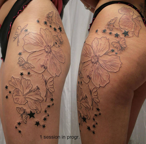 1 Flower Stars Butterflies TaT | Flower Tattoo