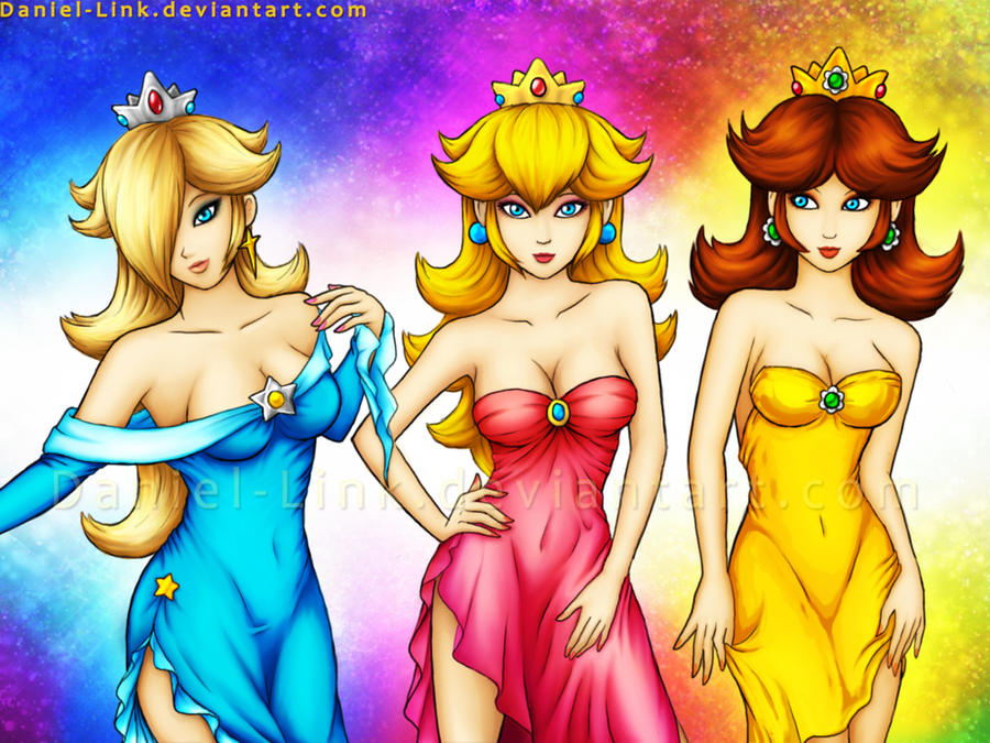 princess peach and daisy and rosalina and zelda. Rosalina, Peach and Daisy by