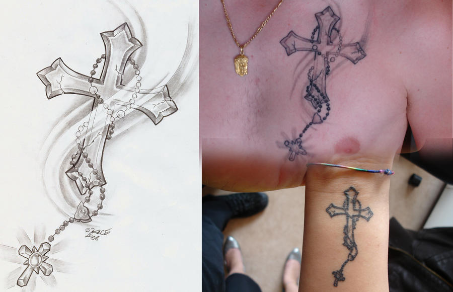 Rosary Cross - chest tattoo