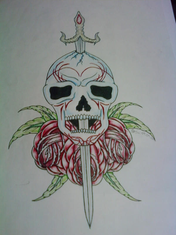 skull and sword tattoo. Sword, Skull and Roses by