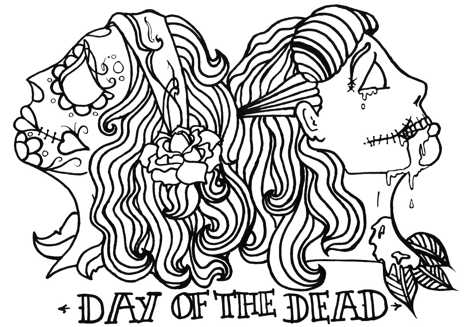 day of the dead coloring pages cat - photo #27