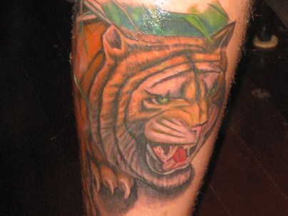 tiger tattoos on calf. My Tiger Calf Tattoo.. by
