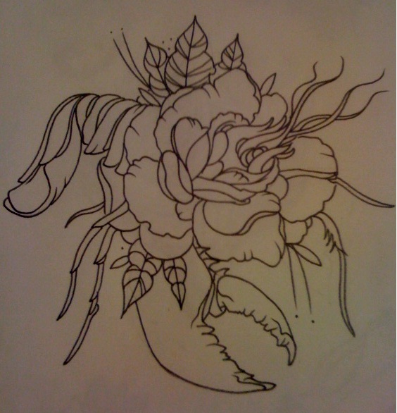 Lobster Flower | Flower Tattoo