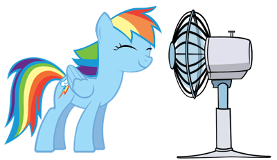 Rainbow Dash in front of a fan by punchingshark