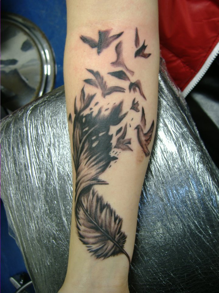 Feather Into Birds Tattoo Picture 3