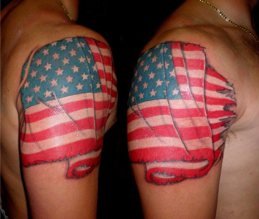 American Flag - shoulder tattoo