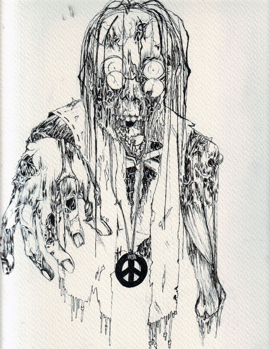 Hippie Zombie Line Art by
