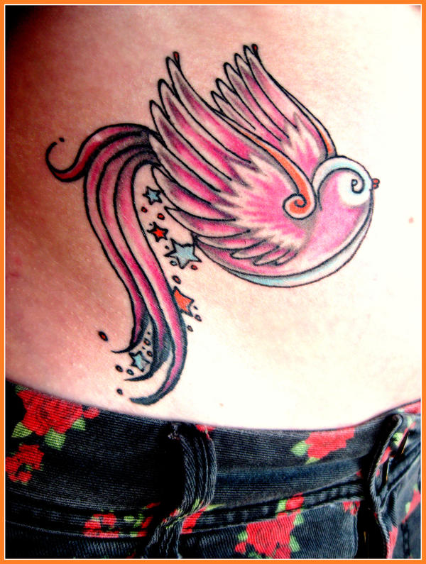 Pink Sparrow Tattoo.+ by *AnnaPoetic on deviantART
