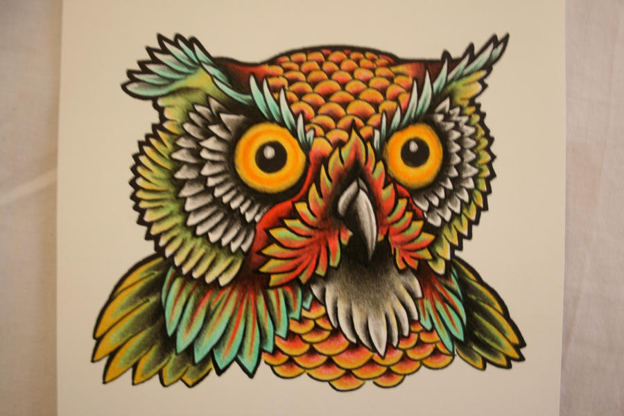 Owl Head Tattoo Design by itchysack on deviantART