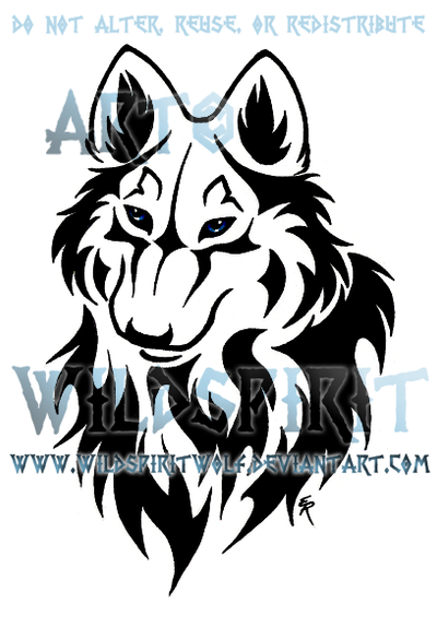 tribal wolf tattoos. Tribal Wolf Bust Tattoo by