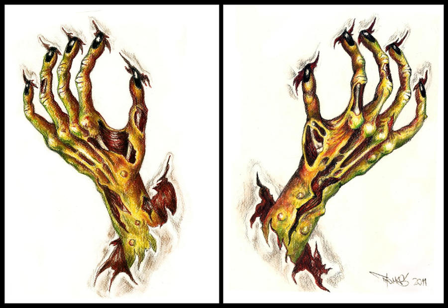 Zombie hands tattoo design