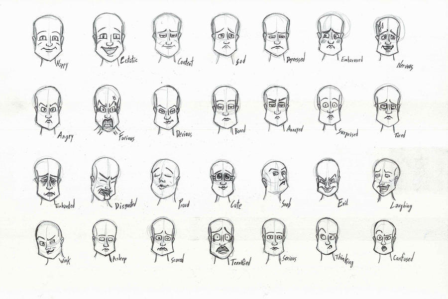Cartoon-ish facial expressions by existtraiesc on DeviantArt