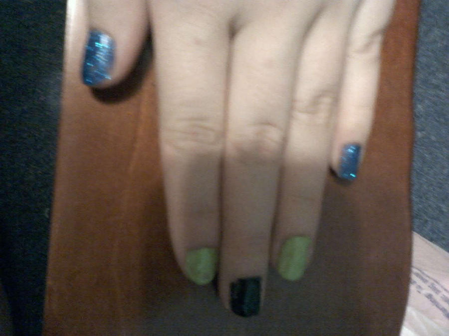 green Black Blue Nail Design by ~skatergirl2011 on deviantART