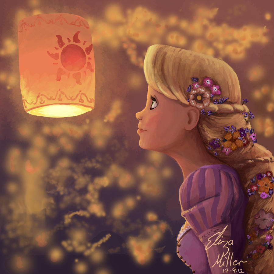 tangled coloring pages floating lights scene - photo #10