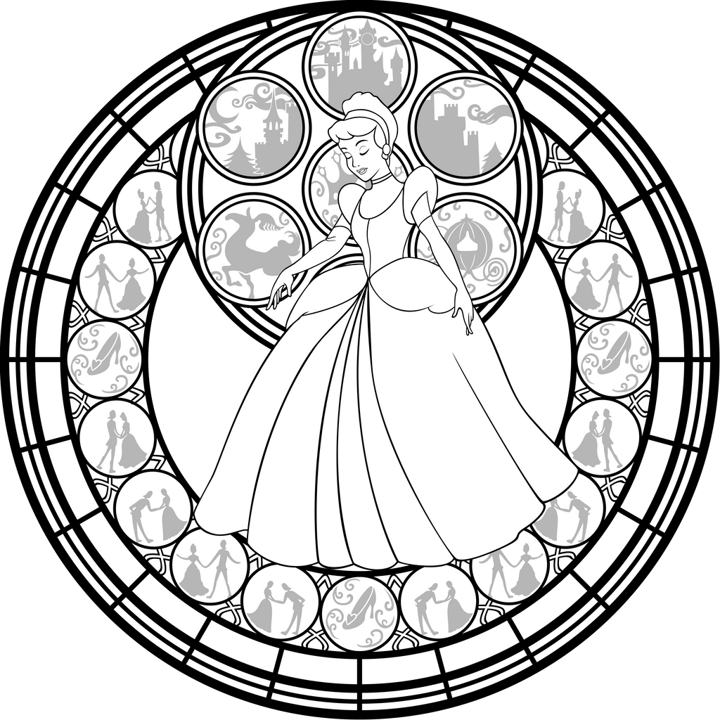 Cinderella Stained Glass Vector line art by Akili-Amethyst on DeviantArt
