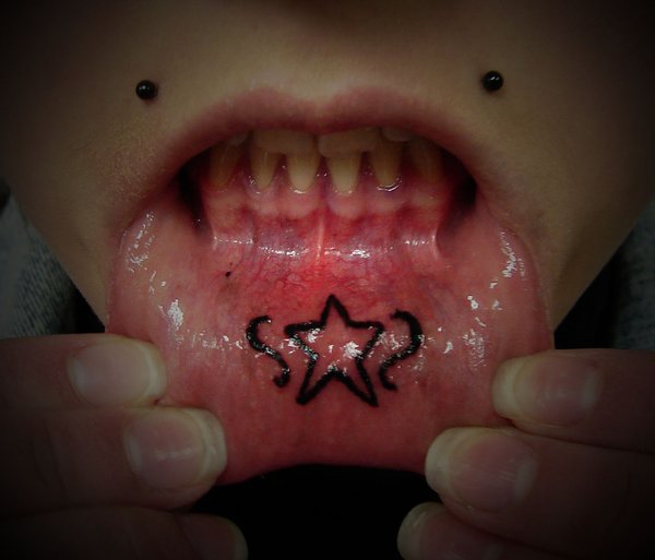 Lip tattoo and angel bites by pukelka on deviantART