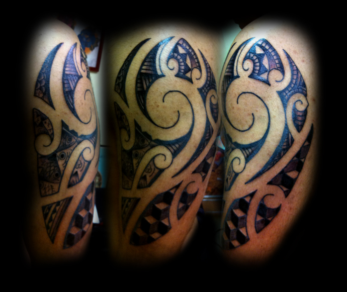 Maori half sleeve Escher inspr sleeve tattoo