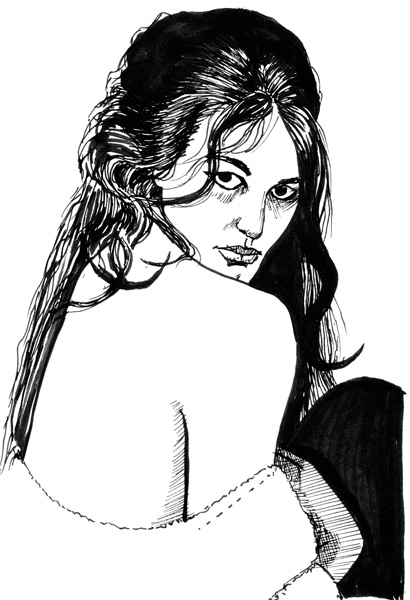 in ink along the lines of this drawing I did of Claudia Cardinale