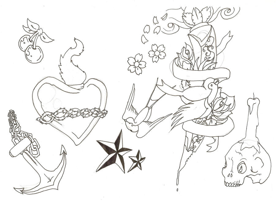 tattoo outlines. tattoo flash Outlines