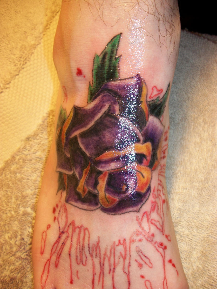 Traditional Rose Foot Tattoo