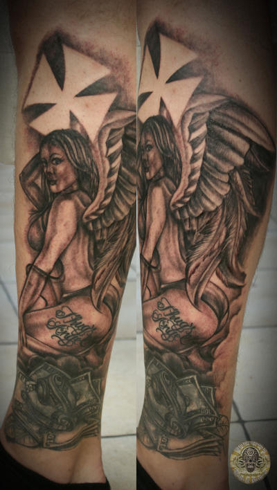 Chicano dollar angel finished by 2FaceTattoo on deviantART