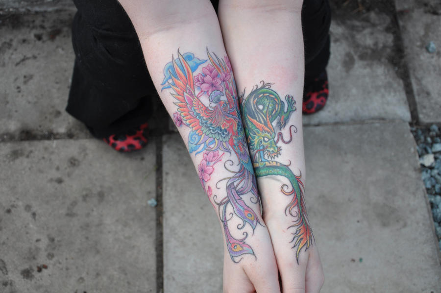Dragon and Phoenix Tattoos by Glorfindel on deviantART