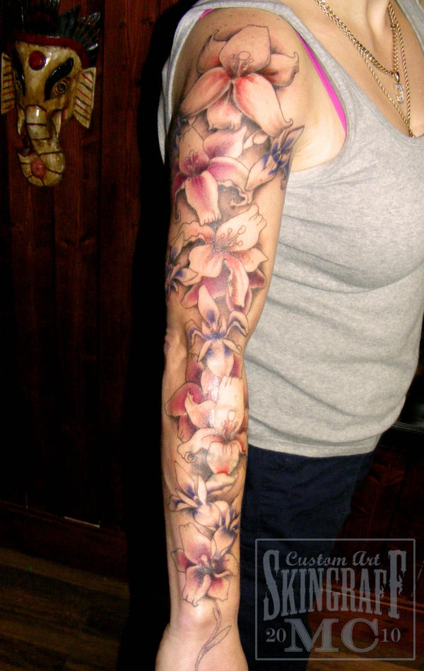 half sleeve tattoos Floral Sleeve Colour