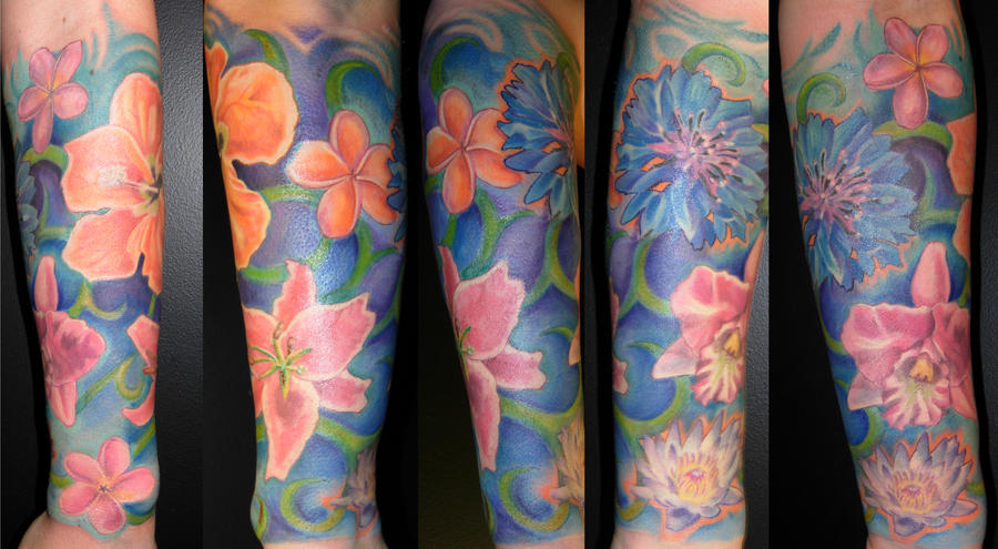 flower half Sleeve done | Flower Tattoo